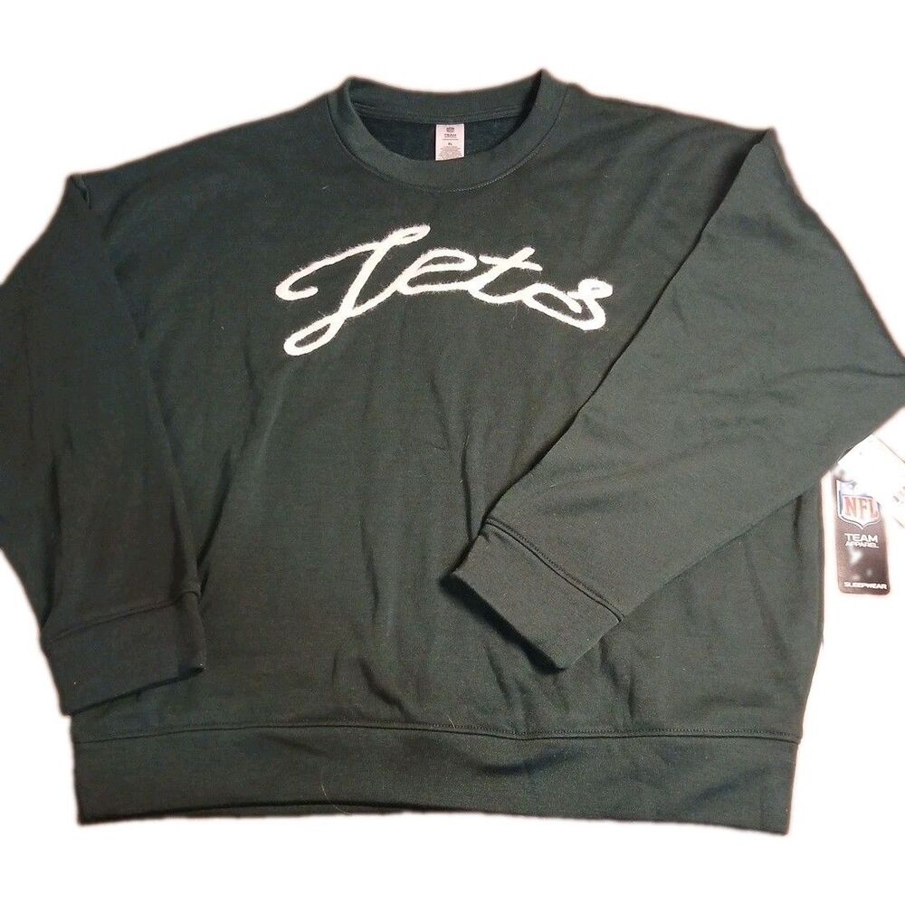 NFL Team Apparel New York JETS Crew Neck Sweatshirt Fleece Lined XL NWT